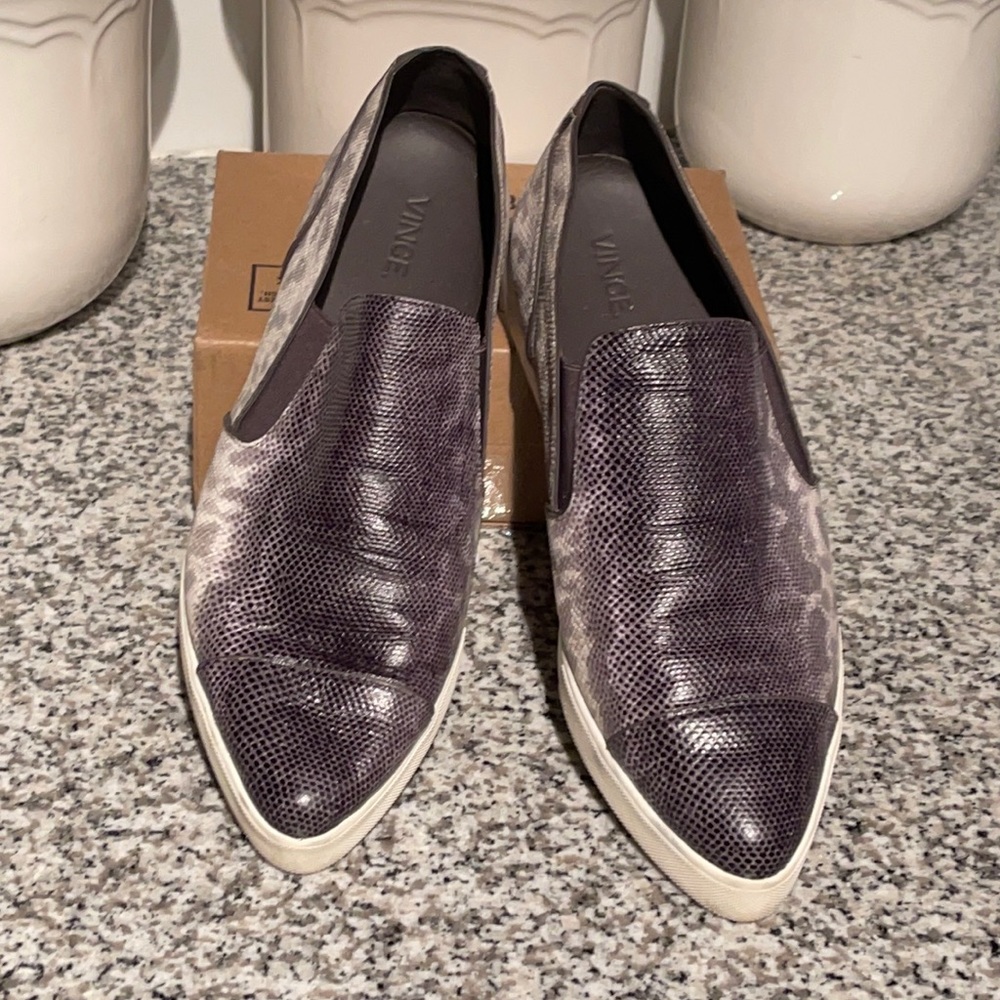 Vince Leather Python Stamp Pointed Shoe - image 1